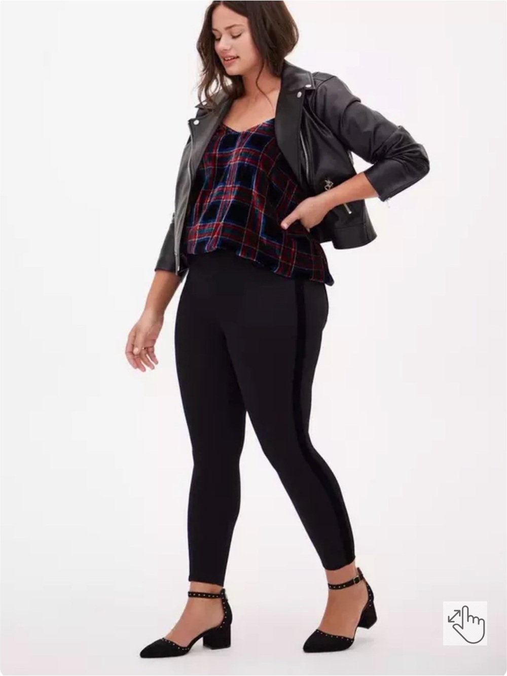torrid Black Ponte Pull-On Pants with Velvet Side Stripe